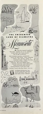 Minnesota Enchanted Land Hiawatha Sky Blue Waters Vintage Print Ad 1948?