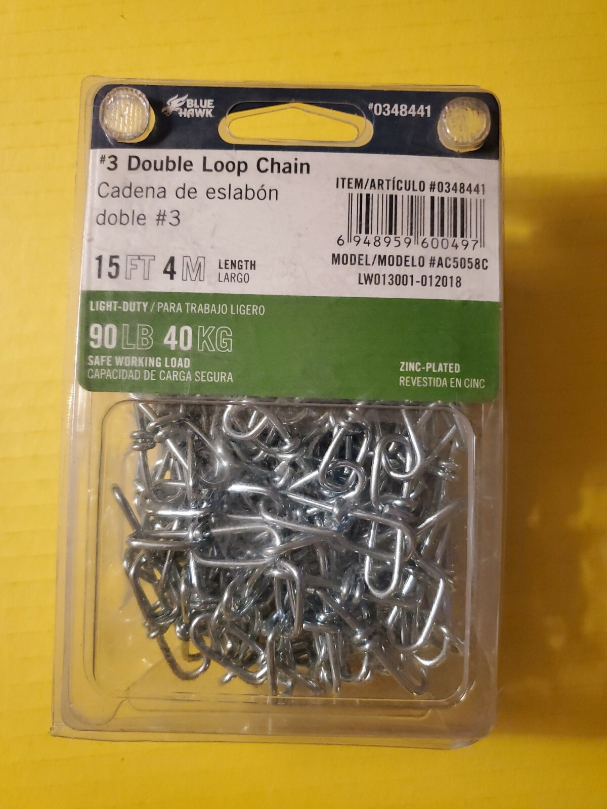 Blue Hawk #3 Double Loop Chain 15' 90lb. 0348441 Zinc-plated | eBay