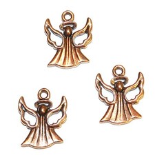 MB3120 Antiqued Copper 16mm Angel with Open Wings Pewter Metal Charm Beads 4pc