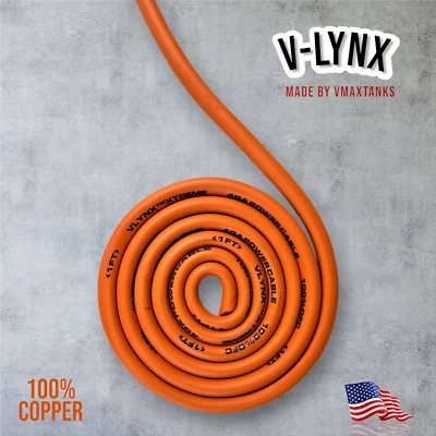 V-LYNX 4 Gauge AWG OFC Orange Power Ground Wire VLYNX Car Audio Solar Sold By The Foot