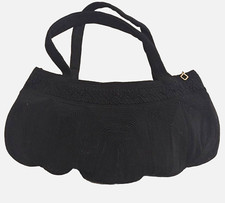 Vintage 4Os Genuine Corde Laurel Black Embroidered Fabric Ladies Clutch Purse