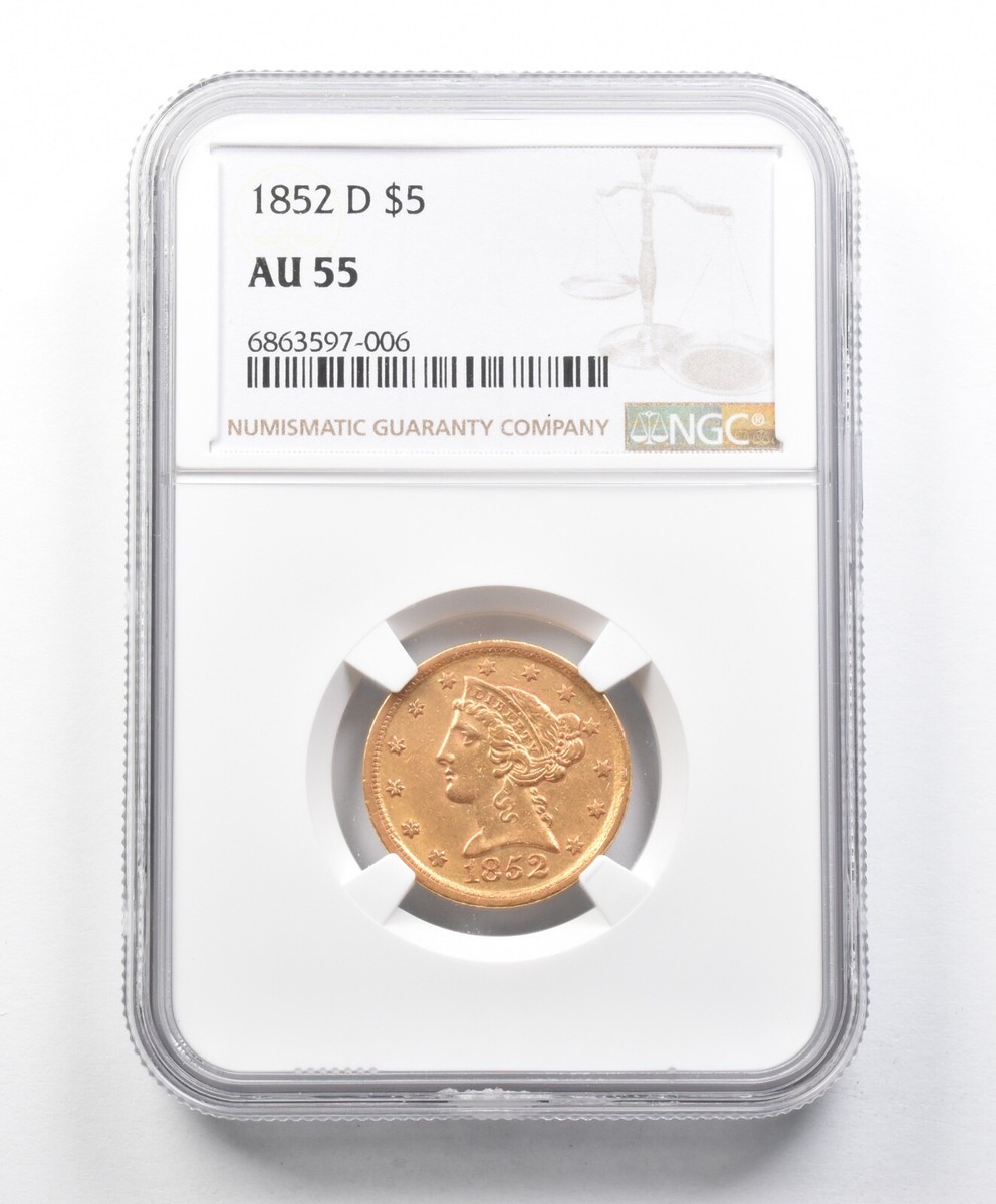 AU55 1852-D $5 Liberty Head Gold Half Eagle NGC *1528 | eBay