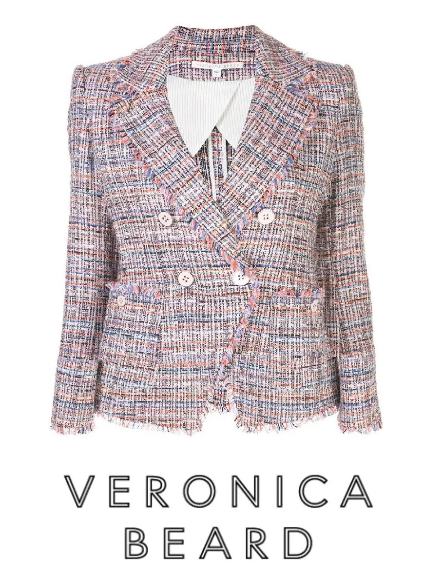 sz 12 NWT VERONICA BEARD Theron Pink Tweed Jacket womens Blazer