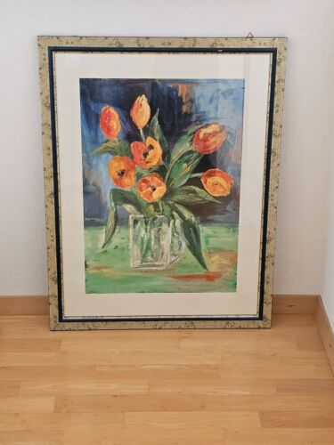 Kunstdruck mit Rahmen, Tulpen in Vase, 68 cm x 88 cm - Bild 1 von 1