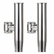 Amarine Made 2X Stainless Steel Clamp on Fishing Rod Holder for Rails 7/8" to 1"