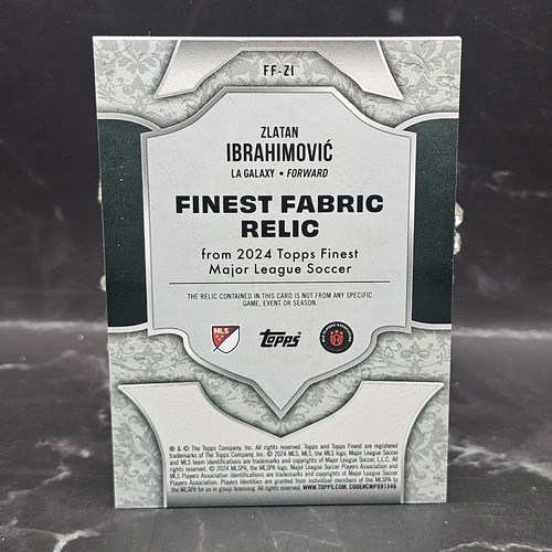 2024 Topps Finest MLS Zlatan Ibrahimovic Finest Fabric Relic 10/10 LA Galaxy SSP - Picture 2 of 2