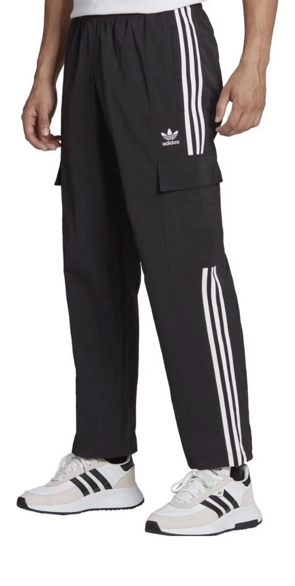 NWT Adidas Adicolor Men's Small Originals 3 Stripe Cargo Pants Black HR3364