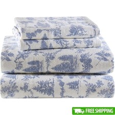 Cozy 100 Cotton Flannel Sheet Set King Fitted Elastic Pillowcases Soft Warm New
