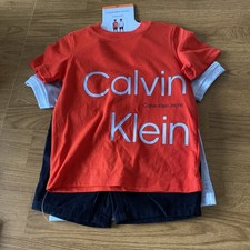 NEW Calvin Klein Toddler Boys 3-Piece Short Set, Red, Black, Gray, Size 2Toddler