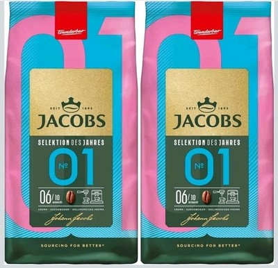 2x1kg Jacobs Kaffeebohnen No.1 Selektion, vollmundiges Aroma, Intensität 6/10
