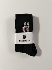 BAPE Shark Socks A Bathing Ape Size L Black B...