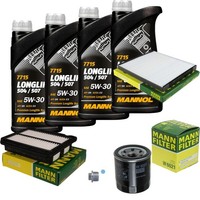 MANN-FILTER Inspektionspaket Mannol 4L Longlife 5W-30 FüR Chevrolet Aveo