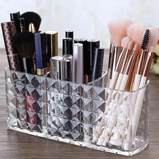 1pc Diamond Pattern Transparent Makeup Storage Organizer Box Rack - NEW