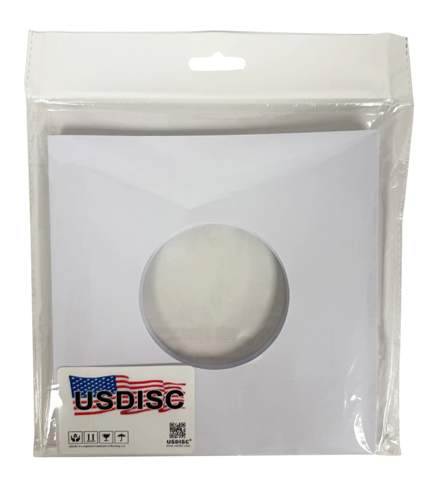 USDISC Record Inner Sleeves 7", 45 RPM, Paper, Square Corners (White) Lot