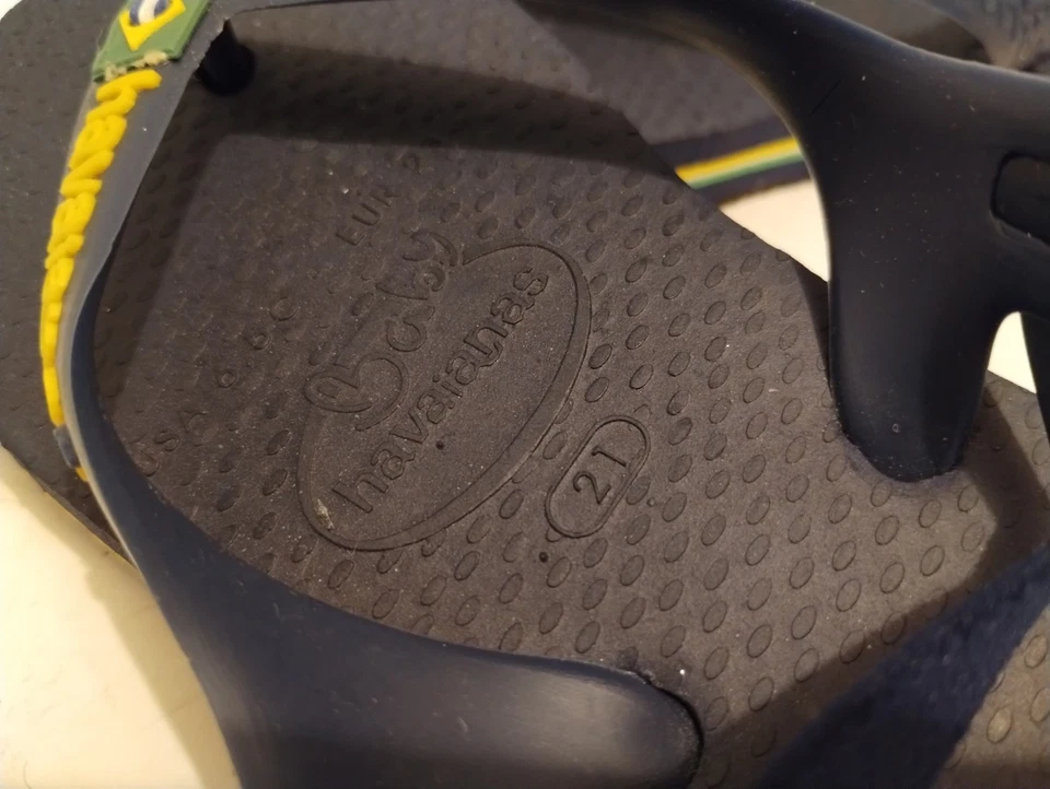 Sandalias chanclas Havaianas para bebés pequeños (talla 6C) azules con correa trasera nuevas sin etiquetas Foto 4 de 4