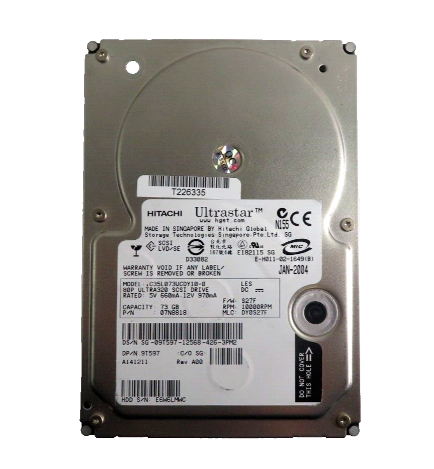 73GB SCSI (80 Pin Ultra-320) 3.5"" 10K HDD - 9T597