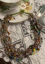 Vintage Y2K 16” ZAD Multi Strand Multicolor Glass Beaded Choker Necklace