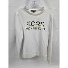 Michael Kors Mens White Camo Logo Crewneck Sweatshirt Pullover Medium