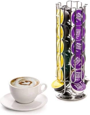 Home Treats Dolce Gusto Pod Holder, 24 Pod Coffee Capsule Stand, Revolving