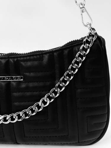 Rampage Black Shoulder Bag Silver Chain Accent 10x5.5 - Picture 9 of 10