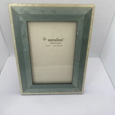 4x6 NATALINI PHOTO/PICTURE FRAME - GLOSSY LACQUERED MINT/SAGE GREEN/IVORY -Italy