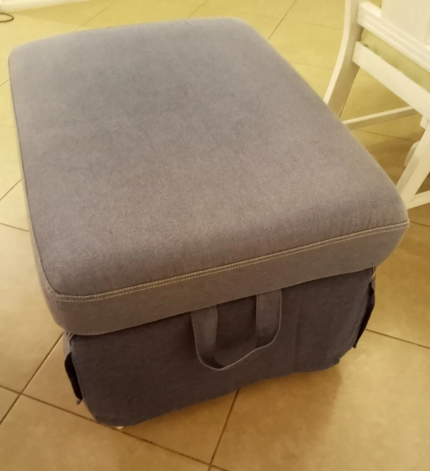Ektorp 802.545.97 Faded Denim Ottoman Slip Cover Ikea Used Tight Fit 2 pieces - Image 3 of 4
