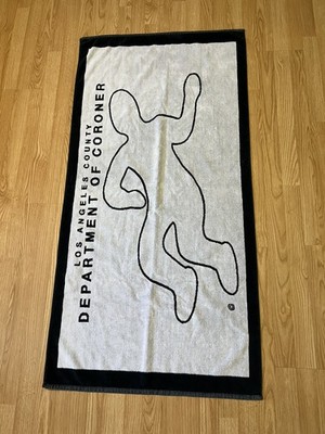 Rare Vintage Los Angeles Department Of Coroner Big White Towel Body Outline  