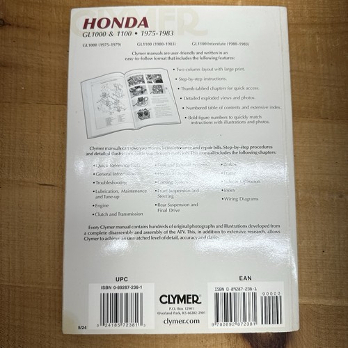 Clymer Honda GL1000 & GL1100 1975-1983 Motorcycle Repair Manual M340 Ships Fast - Afbeelding 6 van 6