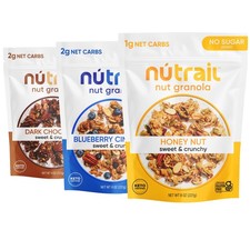 NuTrail Nut Granola Cereal, Variety Pack, No Sugar Added, 8 Ounce Pack of 3