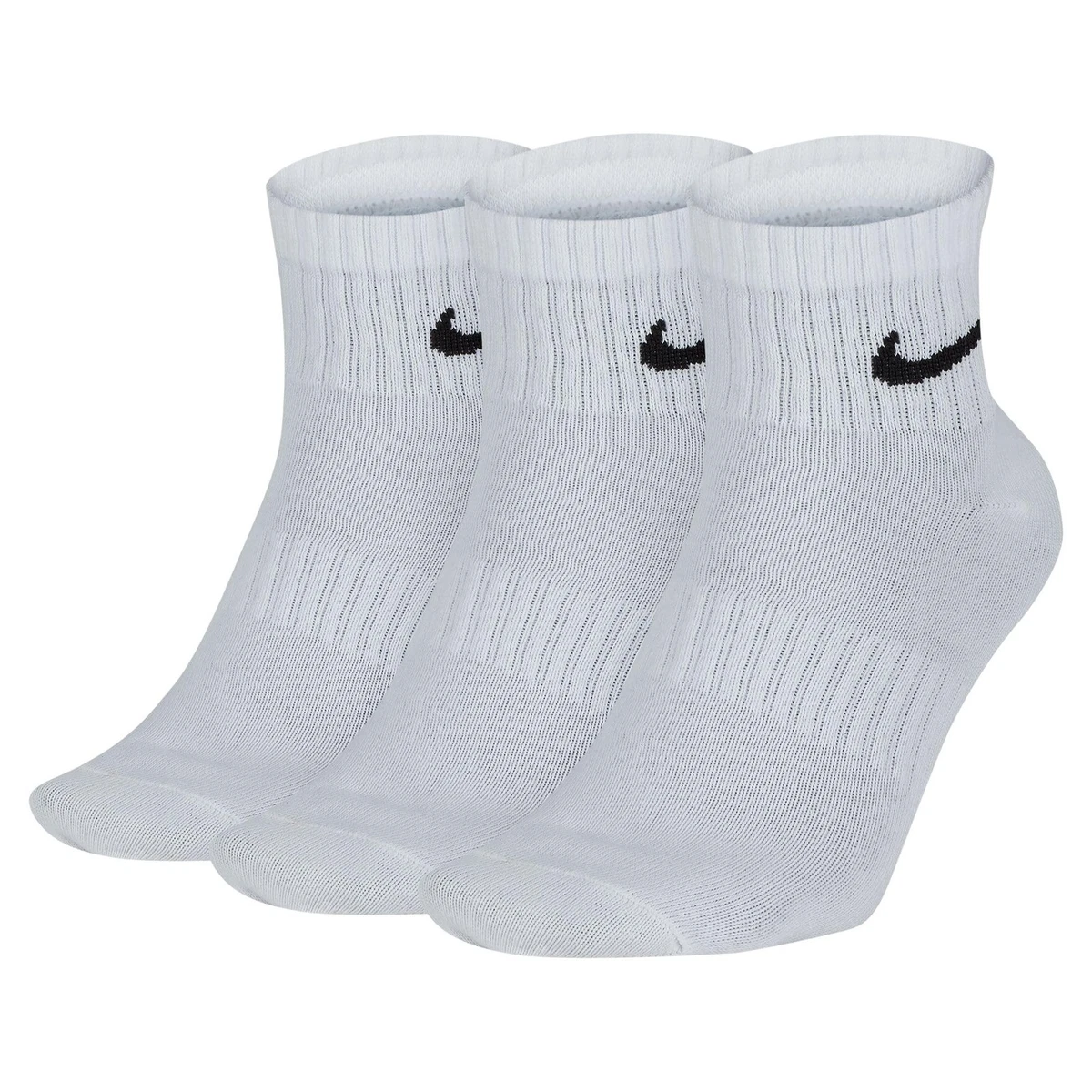 Nike Unisex Everyday Lightweight Ankle Crew Trainings Knöchelsocken 3 Paar, Weiß