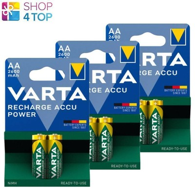 6 VARTA RECHARGE ACCU POWER AA BATTERIES LR6 2600mAh NiMH 1.2V HR6 2BL NEW