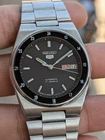 Seiko 5 Automatic 7009A Rare Black Railway Time Vintage Men's Watch Japan