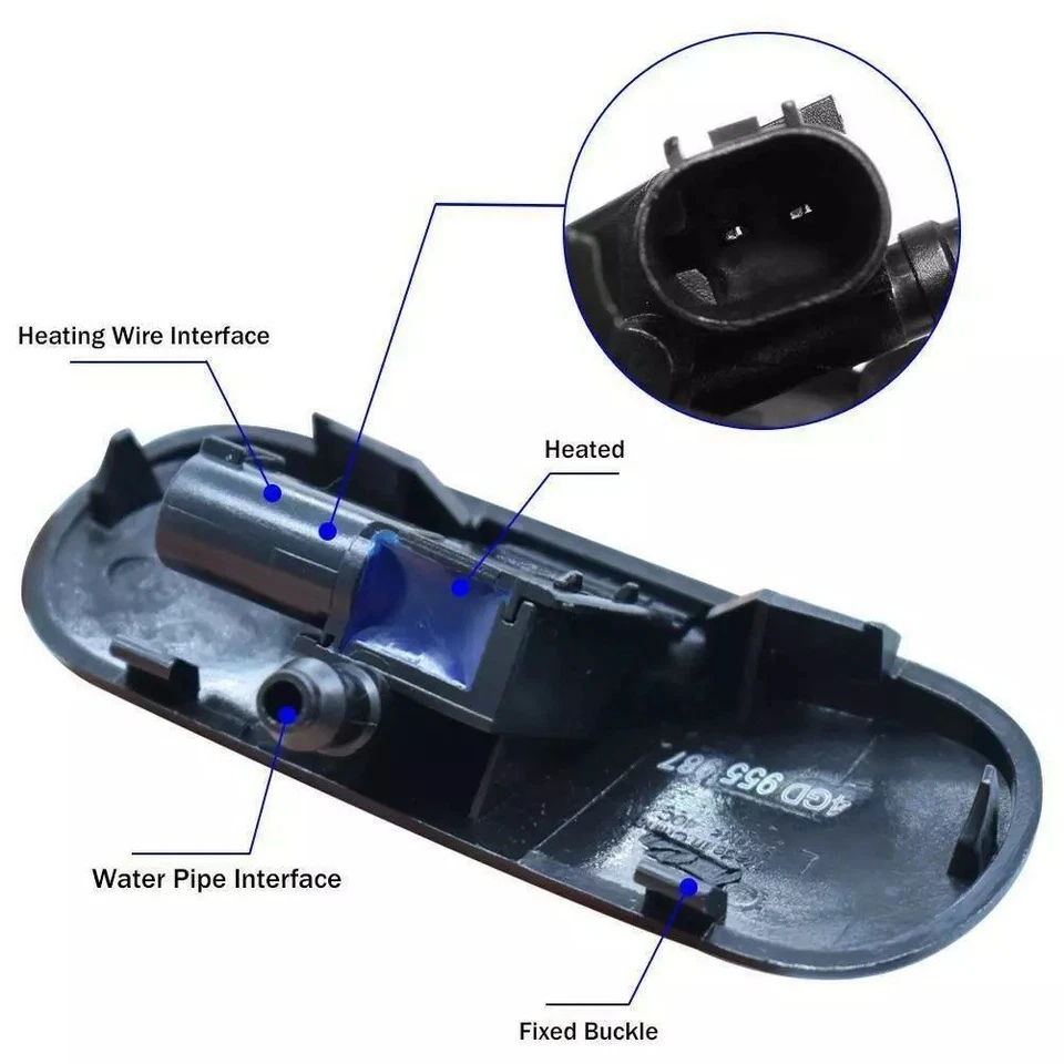 2x Ugello Lavavetri Riscaldato Spruzzatore Per Audi A3 A4 A5 A6 A7 A8 Q3 Q5 Q7 - Immagine 3 di 4