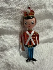 Vtg DE CARLINI Hand Blown Italian Glass Christmas Ornament SOLDIER BOY FIGURAL