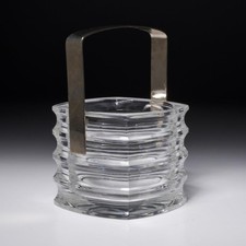 Vintage Cristallo Di Censo Crystal Ice Bucket Chrome Handle Barware Italy