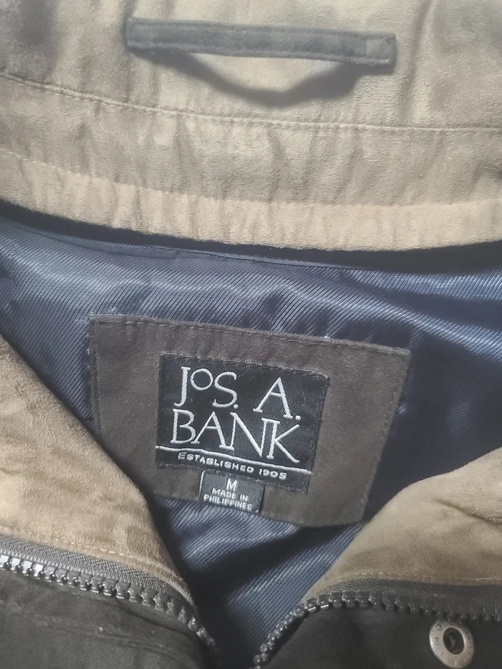 Jos. A. Bank M dark brown polyester coat jacket zip out liner snap & zip front - Image 3 of 4