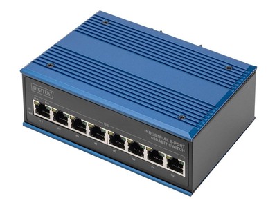 DIGITUS Switch Ind. 8-Port  Gigabit 30W PoE Unmanaged blau