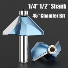 TCT 45° Chamfer Bits 1/4 1/2 Shank Dia Woodw...