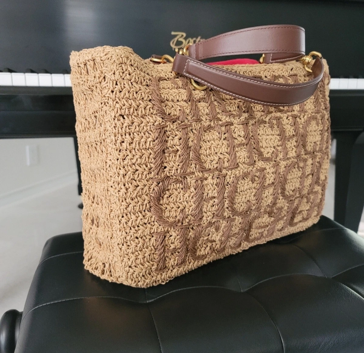 NEW Limited Edition Carolina Herrera Raffia Tote Bag