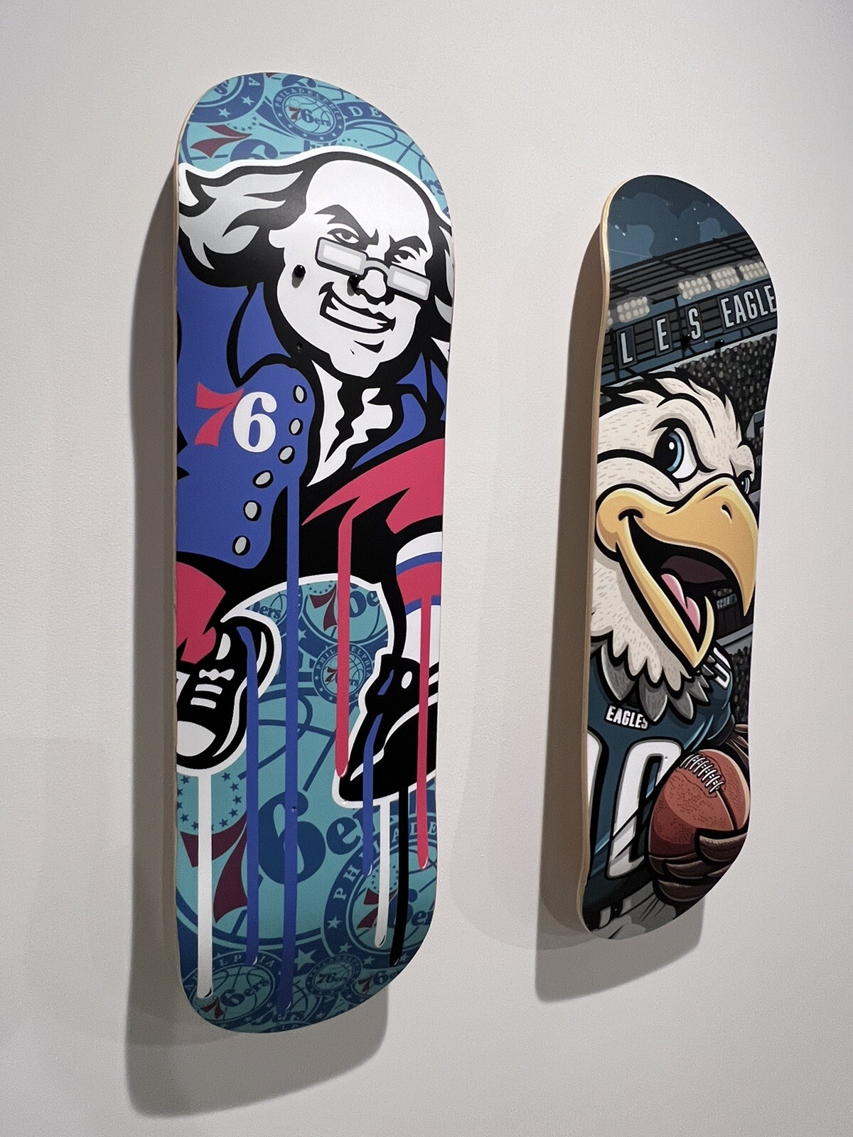 Custom Skateboard Deck! Philadelphia Eagles 76ers football basketball wall art-image