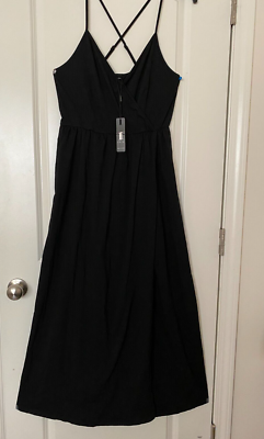 II ININ Women's Deep V-Neck Black Slit Casual Beach Party Maxi Dress Size L  New | eBay