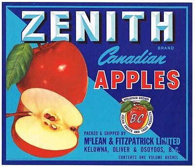 BC Fruits Crate Label Strip Kelowna Oliver Osoyoos British Columbia Canada