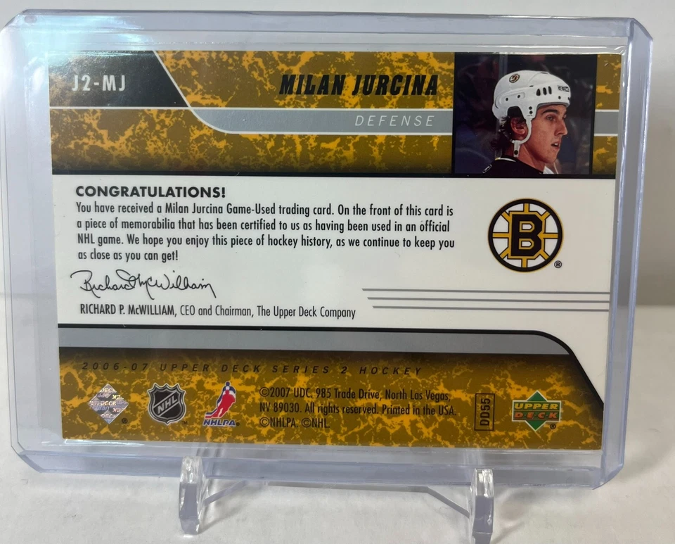 MILAN JURCINA 2007 Upper Deck UD Game Jersey - Boston Bruins - Image 2 of 2