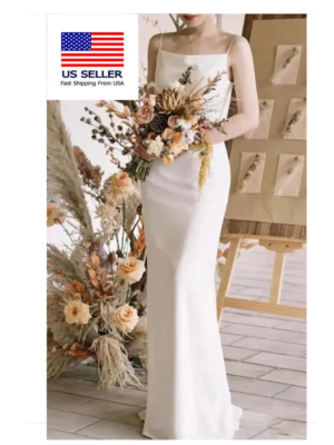 Satin Suspender Backless Wedding Dress Plus Size for Bride Sexy | eBay