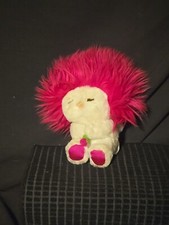 Vintage 1982 Dakin Fun Farm Frou Frou White Hot Pink Hair Feet 7" Holding Flower
