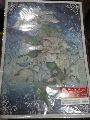 Stamperia Rice Decoupage Paper Winter Tales White Poinsettia 12x17 - 3 each NIP