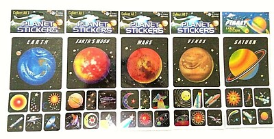 PLANET STICKERS * EARTH * EARTH's MOON * MARS * VENUS * SATURN + 30 SMALL DECALS