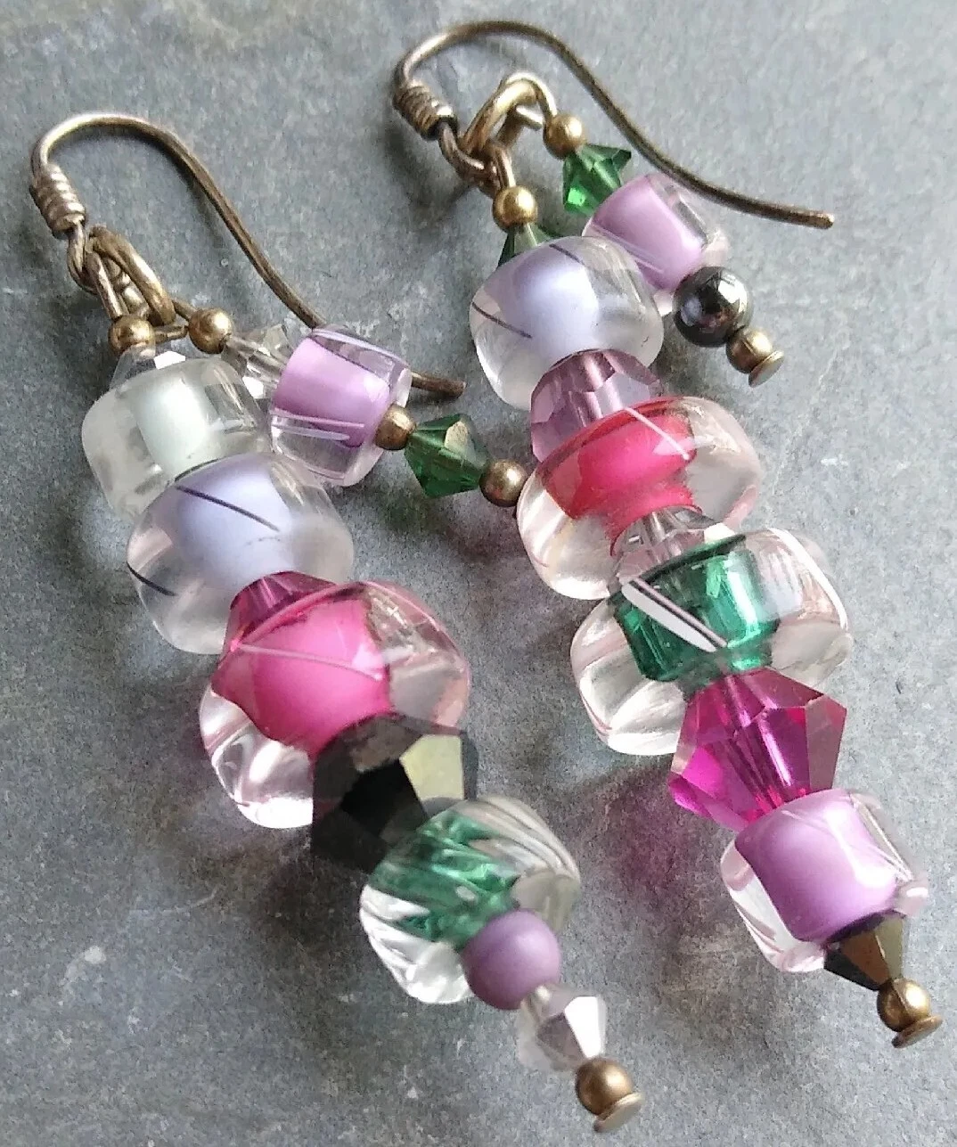 Anna MILLER Art Glass Earrings using PYREX Glass Very Interesting and Artistic!