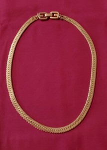 Authentic Vintage Signed GIVENCHY Gold plated Heavyweight Herringbone Chain 7mm Thick 19"
