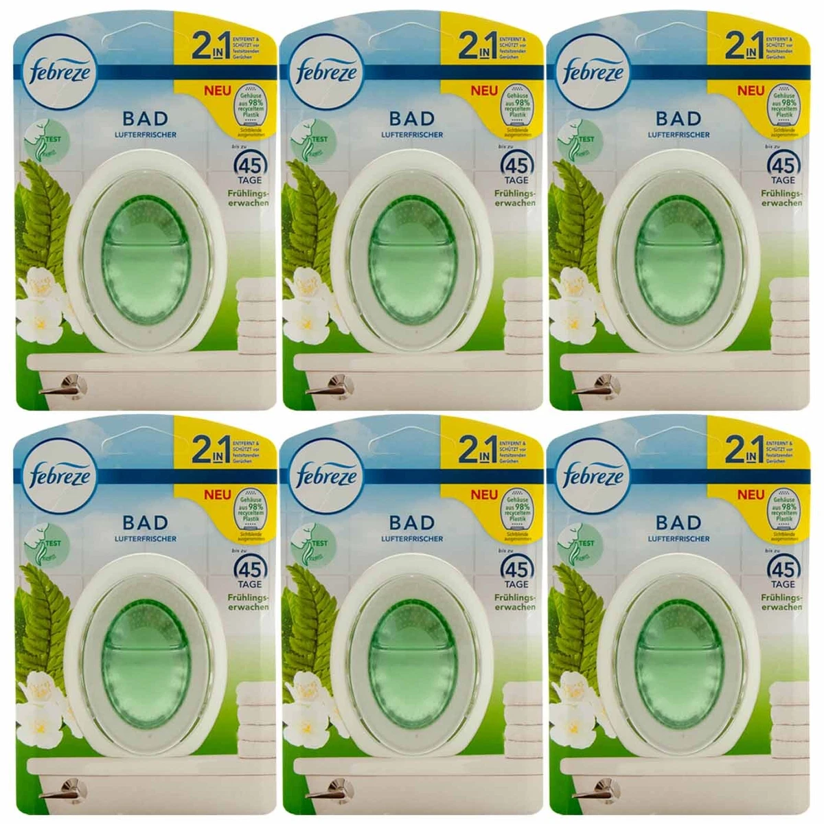 Febreze Bath Air Freshener Spring Awakening 6 X 0.3oz up To 45 Days Fresh